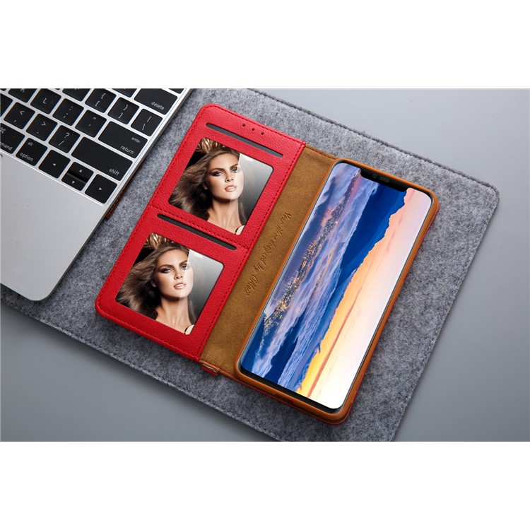 La Cáscara Del Teléfono De La Cartera Del Soporte Del Cuero De La PU CMAI2 Para Huawei Mate 20 Favorable - Rojo-15