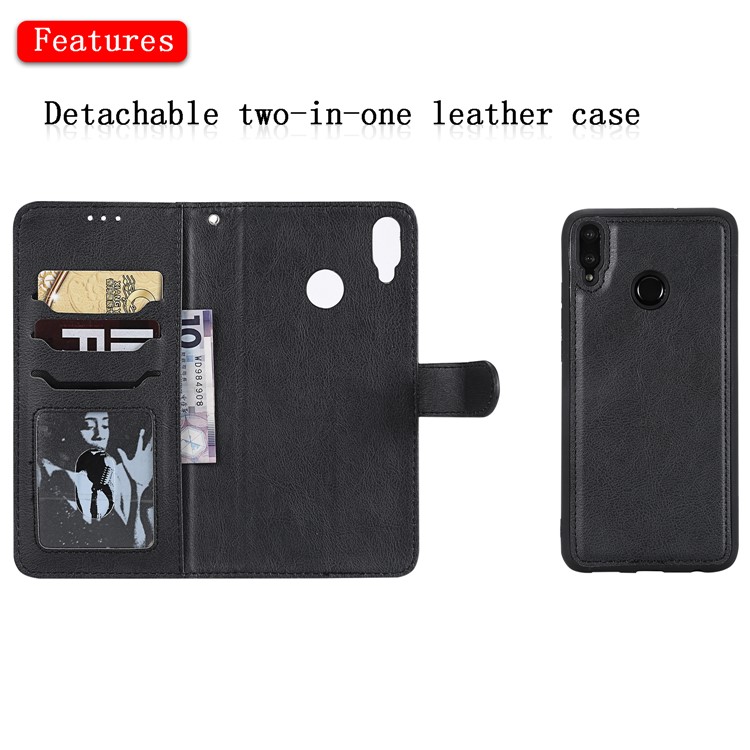 Magnetic Detachable 2-in-1 Wallet Leather Stand Case for Huawei Honor 8X / View 10 Lite - Black-4