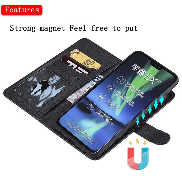 Magnetic Detachable 2-in-1 Wallet Leather Stand Case for Huawei Honor 8X / View 10 Lite - Black-5