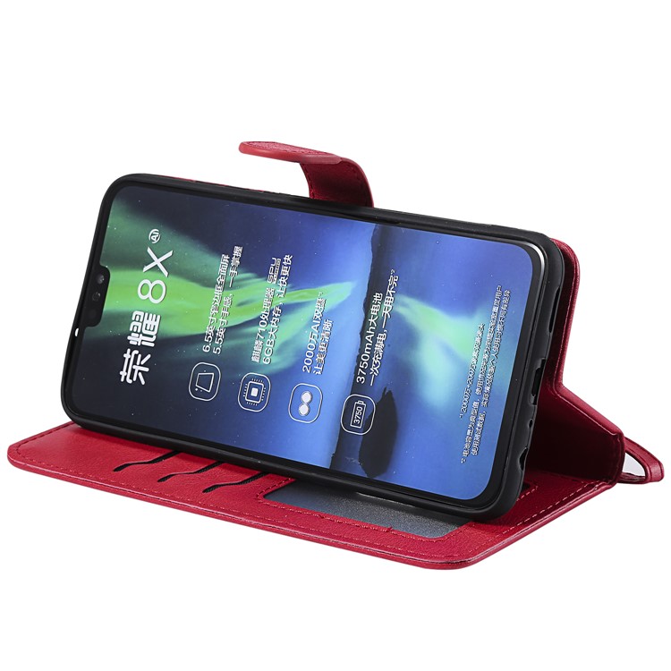 Magnetic Detachable 2-in-1 Wallet Leather Phone Case for Huawei Honor 8X / View 10 Lite - Red-8