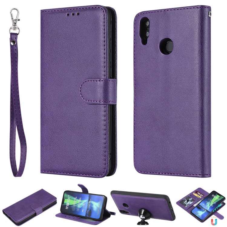 Magnetic Detachable 2-in-1 Wallet Leather Case with Stand for Huawei Honor 8X / View 10 Lite - Purple-1