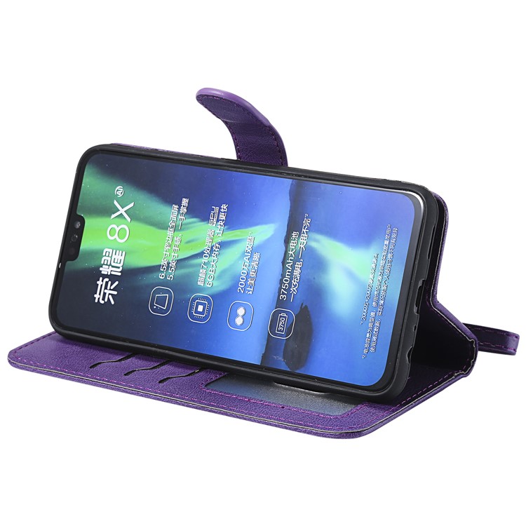 Magnetic Detachable 2-in-1 Wallet Leather Case with Stand for Huawei Honor 8X / View 10 Lite - Purple-8