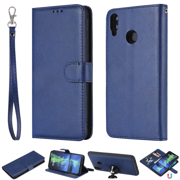 Magnetic Detachable 2-in-1 Wallet Leather Cover with Stand for Huawei Honor 8X / View 10 Lite - Blue-1