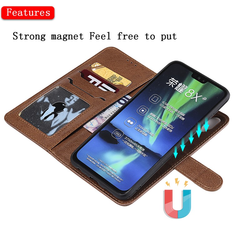 Magnetic Detachable 2-in-1 Wallet Leather Mobile Phone Case for Huawei Honor 8X / View 10 Lite - Brown-5