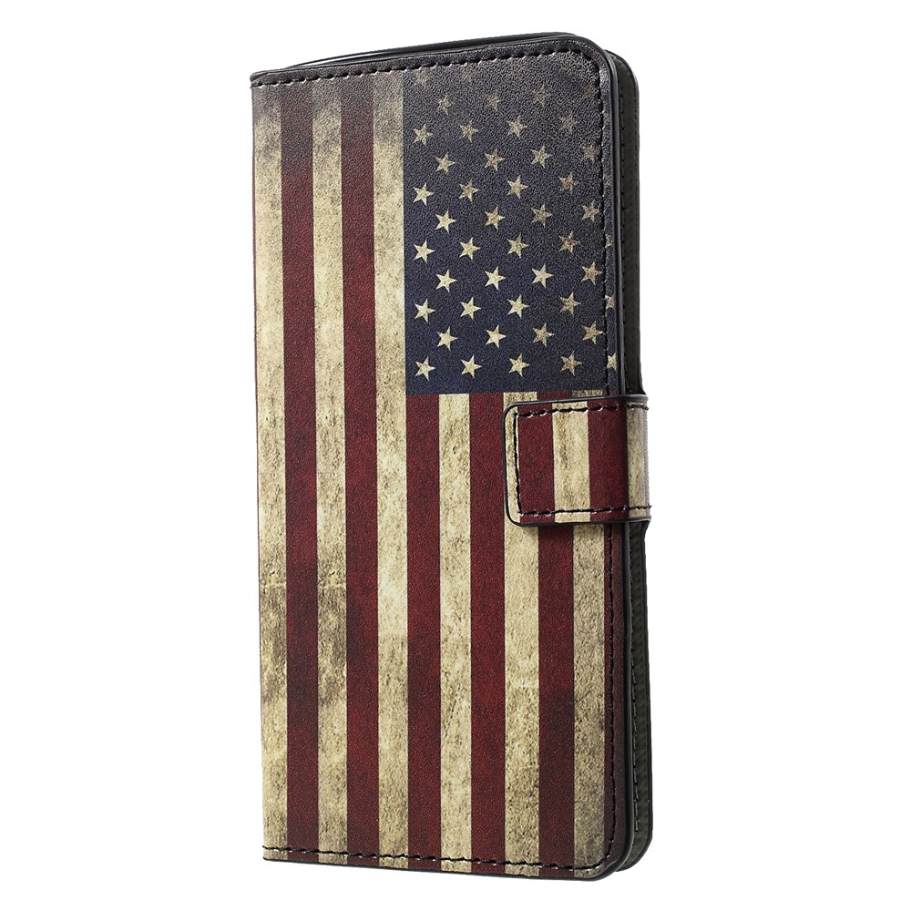 Patterned PU Leather Wallet Stand Protective Mobile Casing for Huawei P30 Pro - Flag of the United States-3