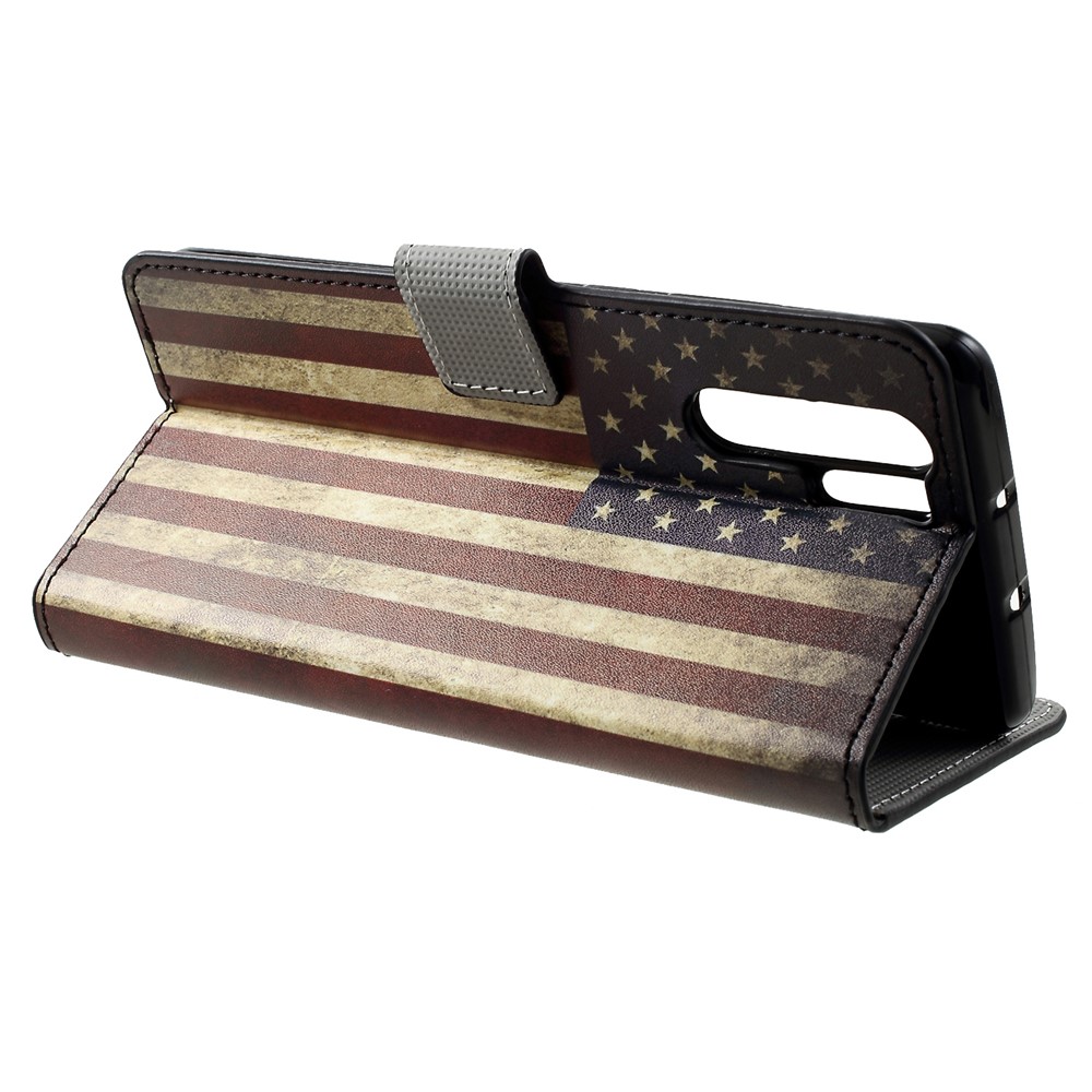 Patterned PU Leather Wallet Stand Protective Mobile Casing for Huawei P30 Pro - Flag of the United States-4