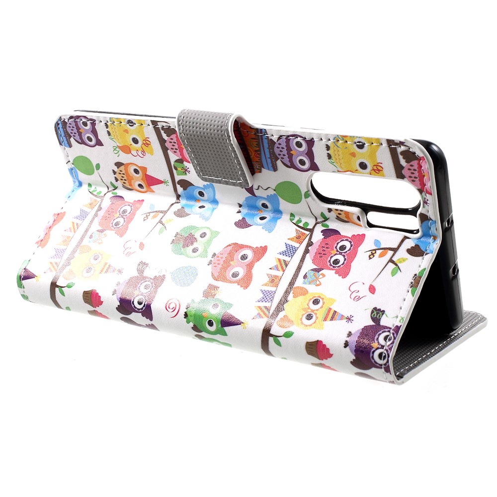 Patterned PU Leather Wallet Stand Protective Phone Case for Huawei P30 Pro - Lovely Little Owls-4