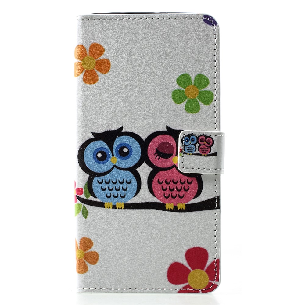 Patterned PU Leather Wallet Stand Cell Phone Cover for Huawei P30 Pro - Owl Lovers-1