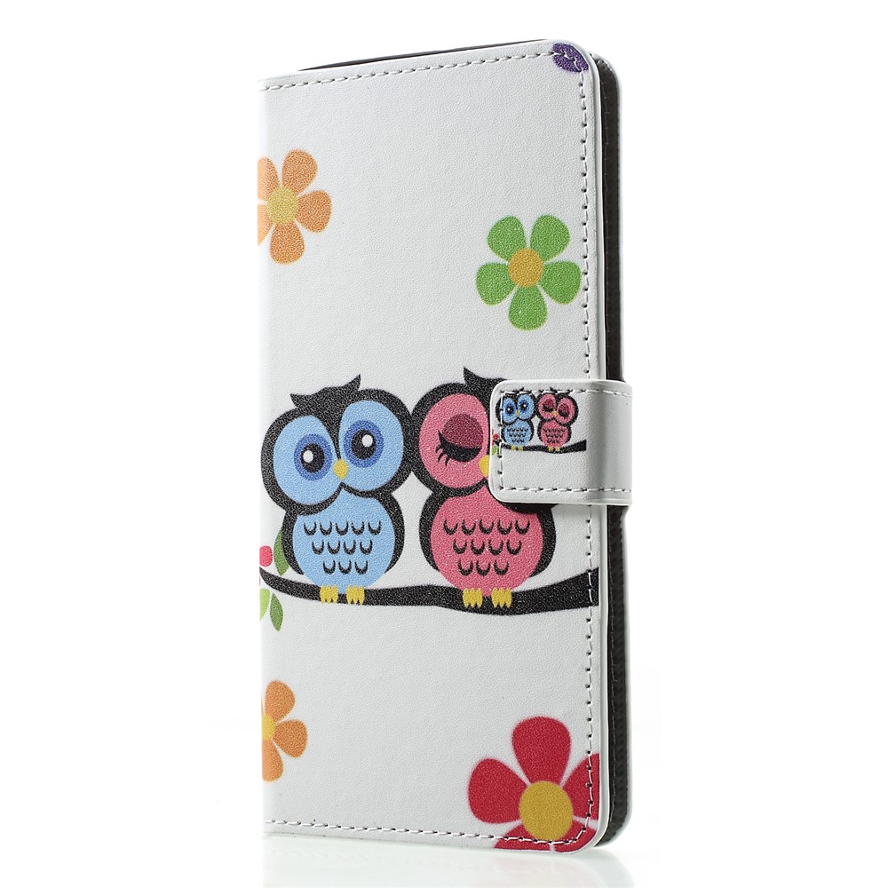 Patterned PU Leather Wallet Stand Cell Phone Cover for Huawei P30 Pro - Owl Lovers-3