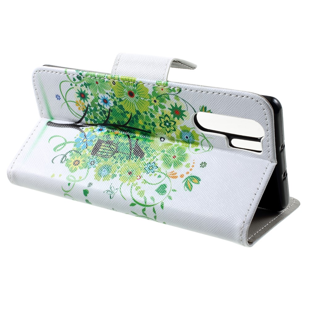 Cross Texture Pattern Printing Leather Wallet Phone Cover for Huawei P30 Pro - Green Tree-4