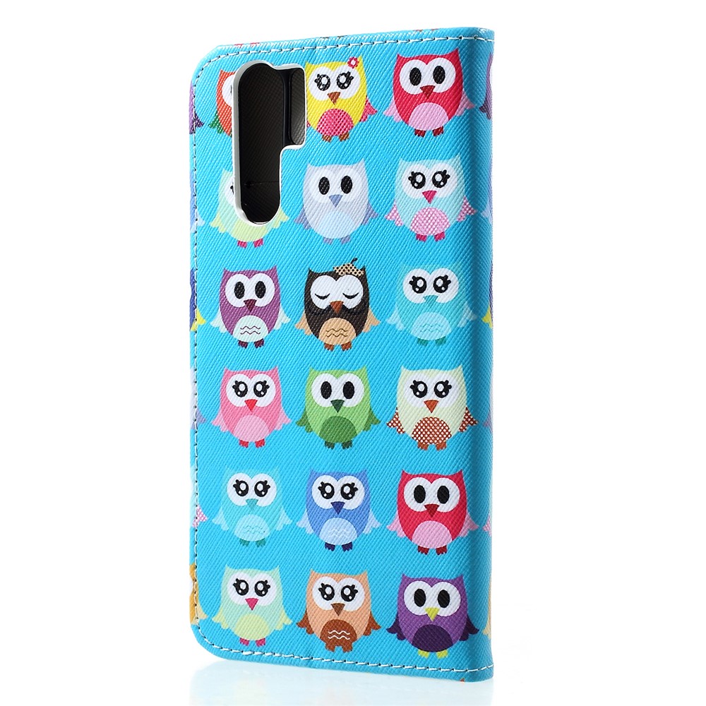 Cross Texture Pattern Printing Leather Wallet Cellphone Shell for Huawei P30 Pro - Cute Little Owls-2