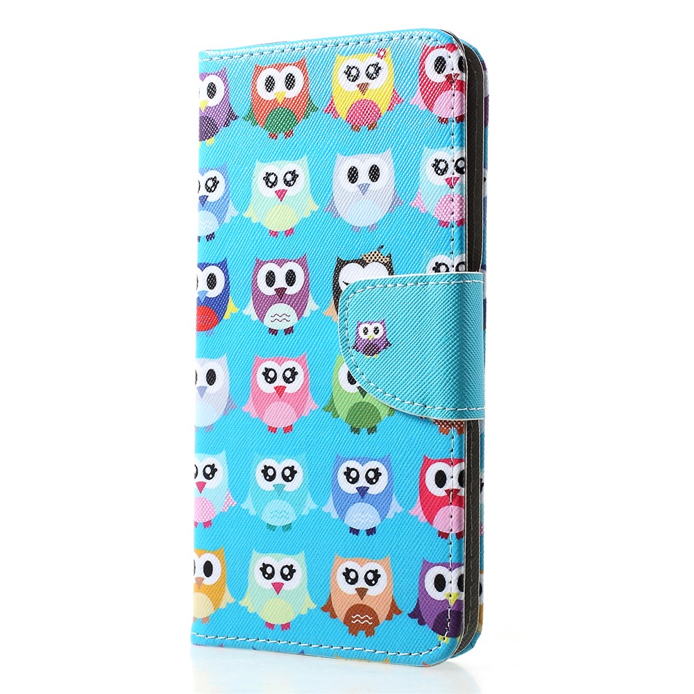 Cross Texture Pattern Printing Leather Wallet Cellphone Shell for Huawei P30 Pro - Cute Little Owls-3