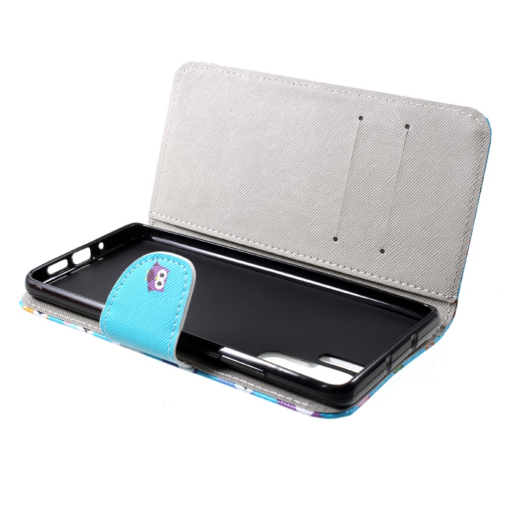 Cross Texture Pattern Printing Leather Wallet Cellphone Shell for Huawei P30 Pro - Cute Little Owls-5