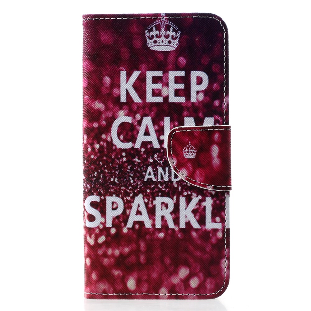 Cross Texture Pattern Printing Leather Wallet Cellphone Case for Huawei P30 Pro - Keep Calm and Sparkle-1