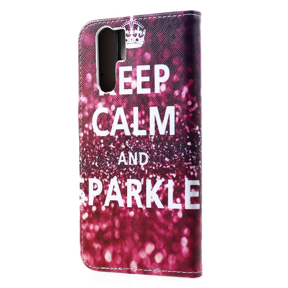 Cross Texture Pattern Printing Leather Wallet Cellphone Case for Huawei P30 Pro - Keep Calm and Sparkle-2