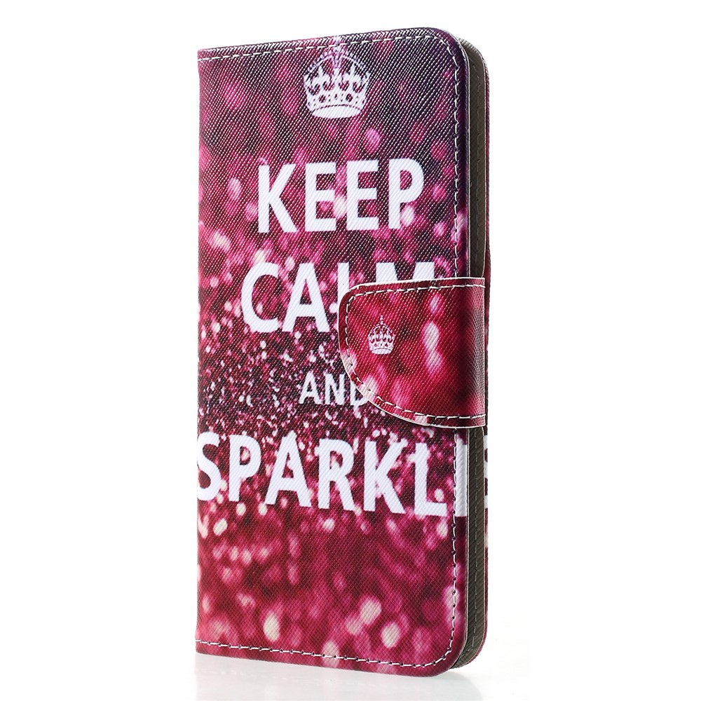 Cross Texture Pattern Printing Leather Wallet Cellphone Case for Huawei P30 Pro - Keep Calm and Sparkle-3