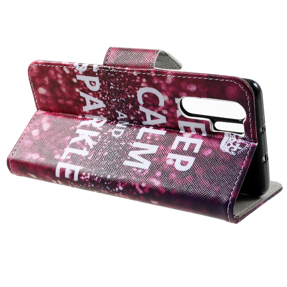 Cross Texture Pattern Printing Leather Wallet Cellphone Case for Huawei P30 Pro - Keep Calm and Sparkle-4