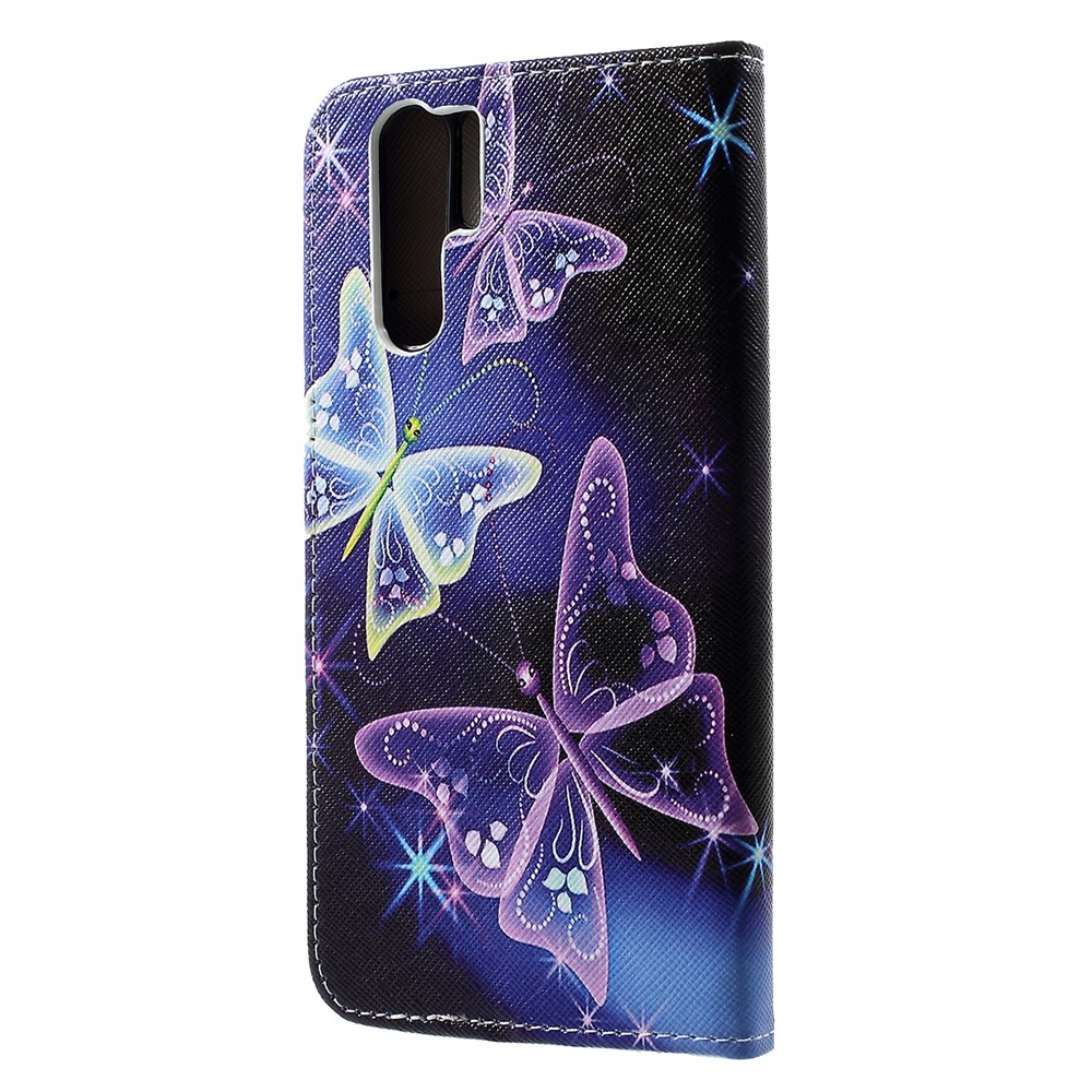 Cross Texture Pattern Printing Leather Wallet Cellphone Cover for Huawei P30 Pro - Pretty Butterflies-2