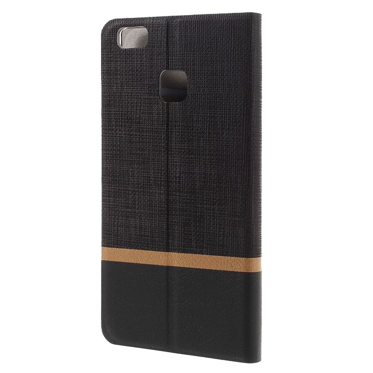 Cross Texture Leather Case with Card Holder for Huawei P9 Lite - Black-2