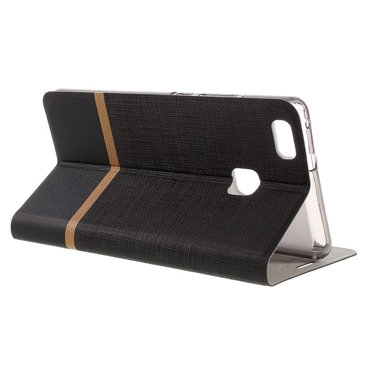 Cross Texture Leather Case with Card Holder for Huawei P9 Lite - Black-5