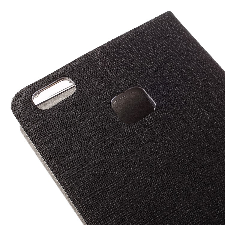 Cross Texture Leather Case with Card Holder for Huawei P9 Lite - Black-9