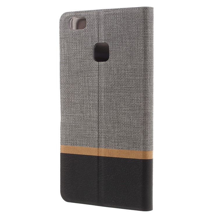 Cross Texture Leather Cover with Card Holder for Huawei P9 Lite - Grey-2