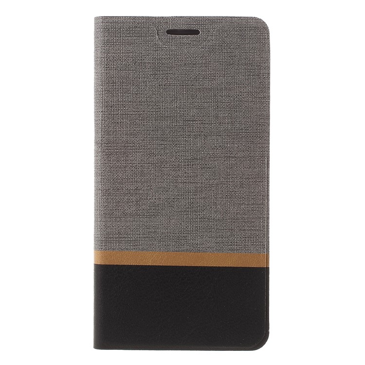 Cross Texture Leather Cover with Card Holder for Huawei P9 Lite - Grey-3