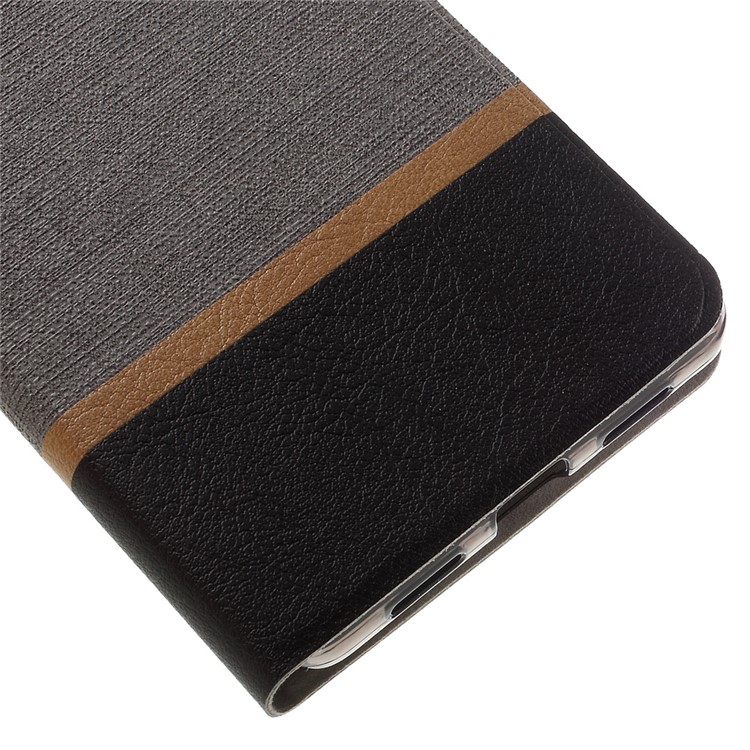 Cross Texture Leather Cover with Card Holder for Huawei P9 Lite - Grey-7
