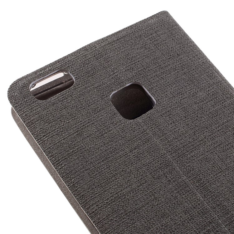 Cross Texture Leather Cover with Card Holder for Huawei P9 Lite - Grey-8