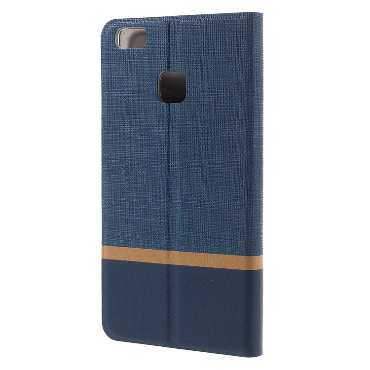 Cross Texture Stand Leather Phone Case for Huawei P9 Lite - Dark Blue-2