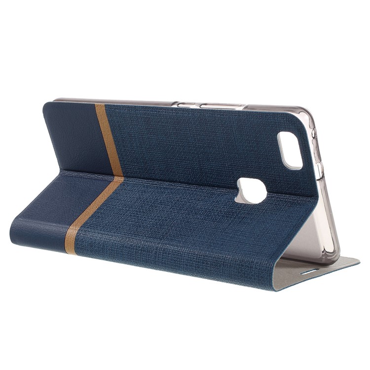 Cross Texture Stand Leather Phone Case for Huawei P9 Lite - Dark Blue-5