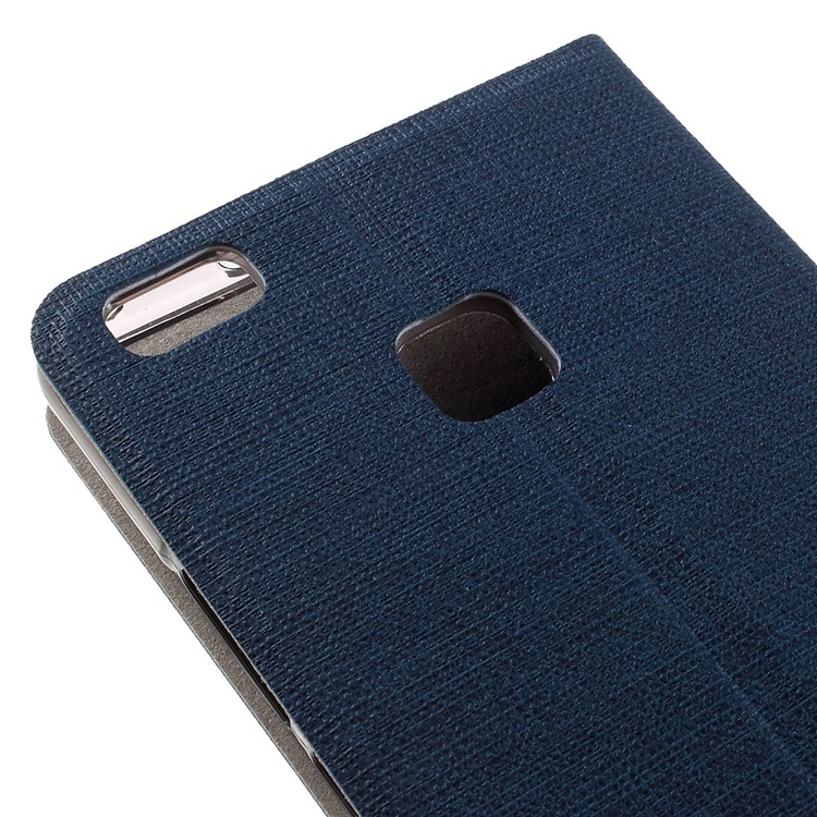 Cross Texture Stand Leather Phone Case for Huawei P9 Lite - Dark Blue-8