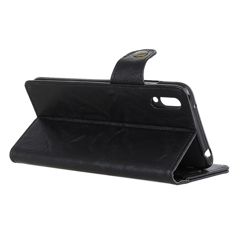 S Shape Crazy Horse PU Leather Cell Phone Case for Huawei Enjoy 9/Y7 Pro (2019) - Black-9