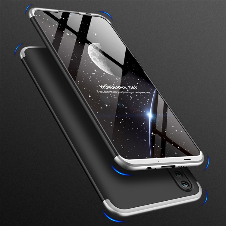 GKK Detachable 3-Piece Matte Hard PC Case Cover for Huawei Honor 10 Lite - Silver / Black-2