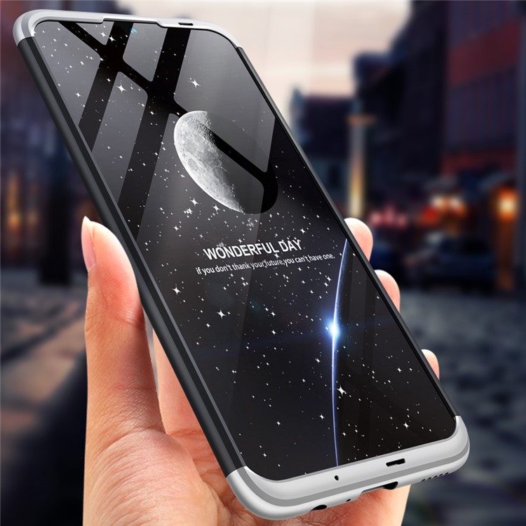 GKK Detachable 3-Piece Matte Hard PC Case Cover for Huawei Honor 10 Lite - Silver / Black-4