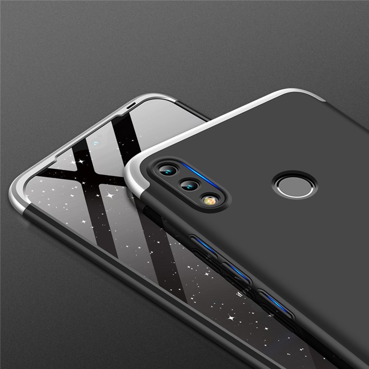 GKK Detachable 3-Piece Matte Hard PC Case Cover for Huawei Honor 10 Lite - Silver / Black-5