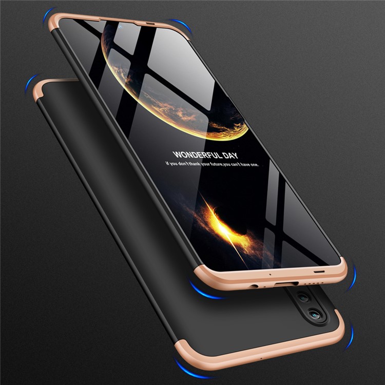 GKK Detachable 3-Piece Matte Hard PC Case Shell Cover for Huawei Honor 10 Lite - Gold / Black-2