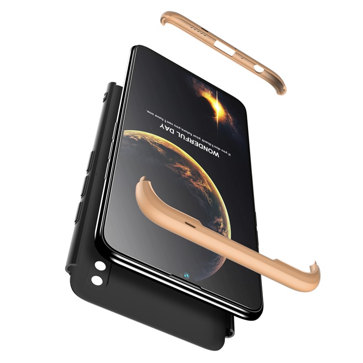 GKK Detachable 3-Piece Matte Hard PC Case Shell Cover for Huawei Honor 10 Lite - Gold / Black-4