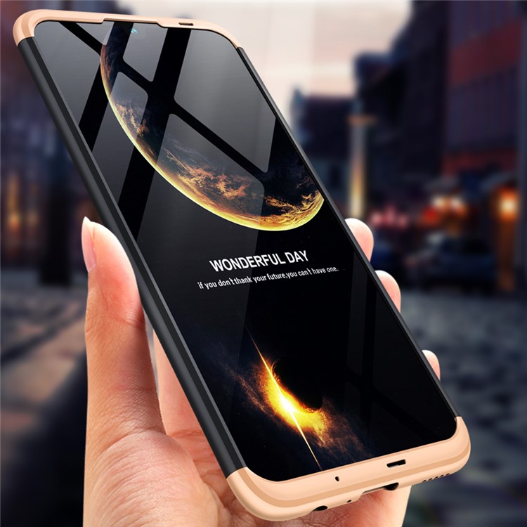 GKK Detachable 3-Piece Matte Hard PC Case Shell Cover for Huawei Honor 10 Lite - Gold / Black-5