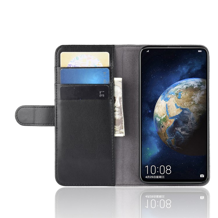 Genuine Split Leather Wallet Protection Case for Huawei Honor Magic 2 - Black-6