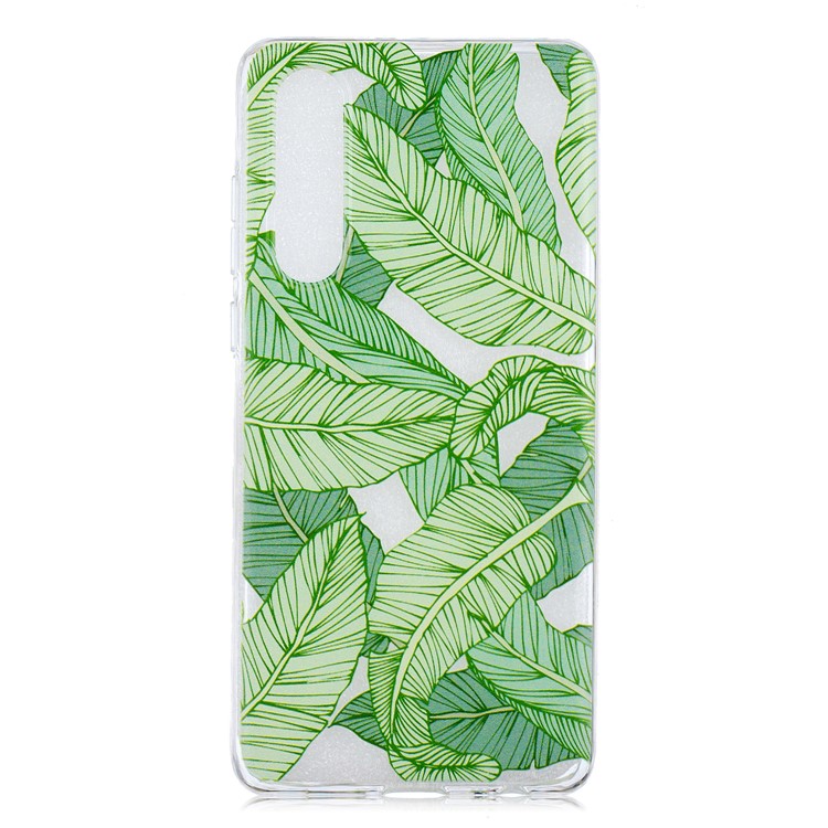 Pattern Printing TPU Case Shell for Huawei P30 - Green Leaves-1