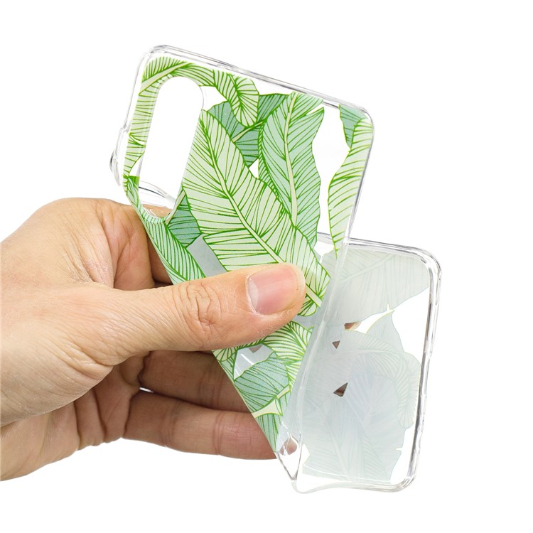 Pattern Printing TPU Case Shell for Huawei P30 - Green Leaves-4