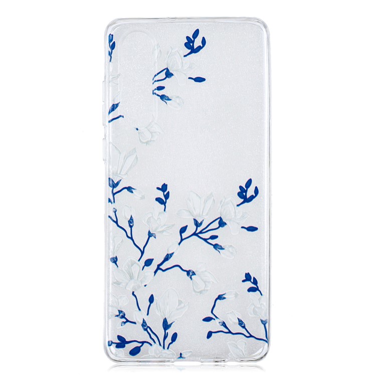 Pattern Printing IMD Soft TPU Case for Huawei P30 - White Flower-1