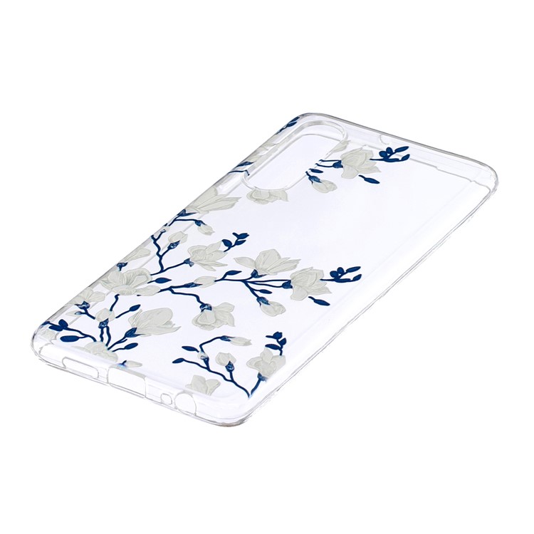 Pattern Printing IMD Soft TPU Case for Huawei P30 - White Flower-2