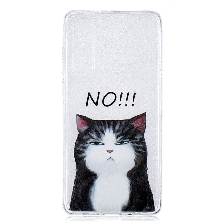 Pattern Printing IMD Soft TPU Case for Huawei P30 - Angry Cat-1