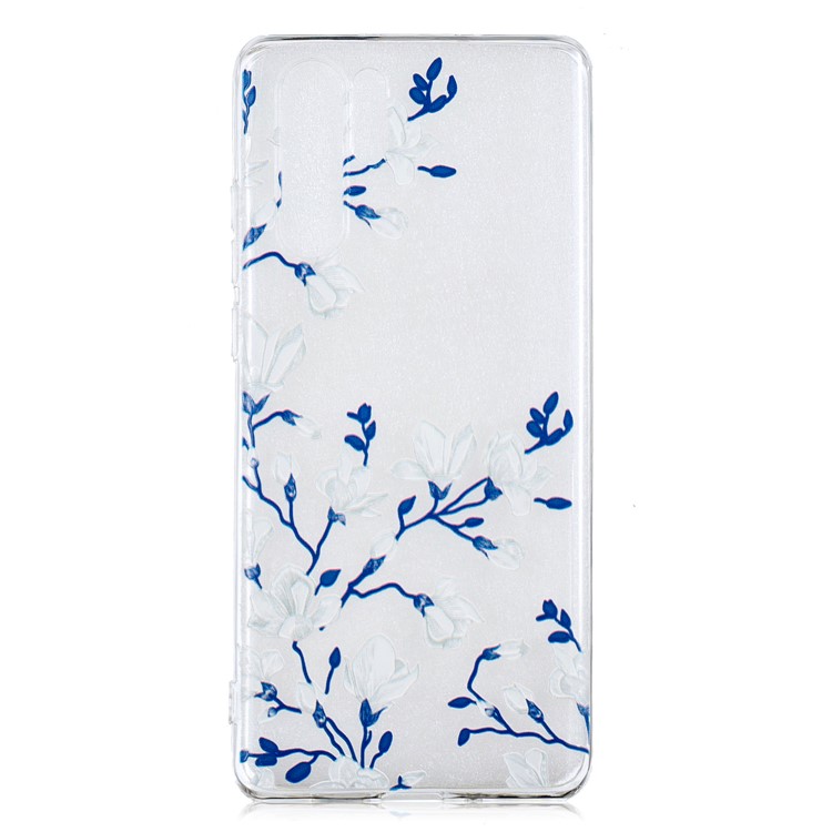 For Huawei P30 Pro Pattern Printing IMD Soft TPU Case - White Flower-1