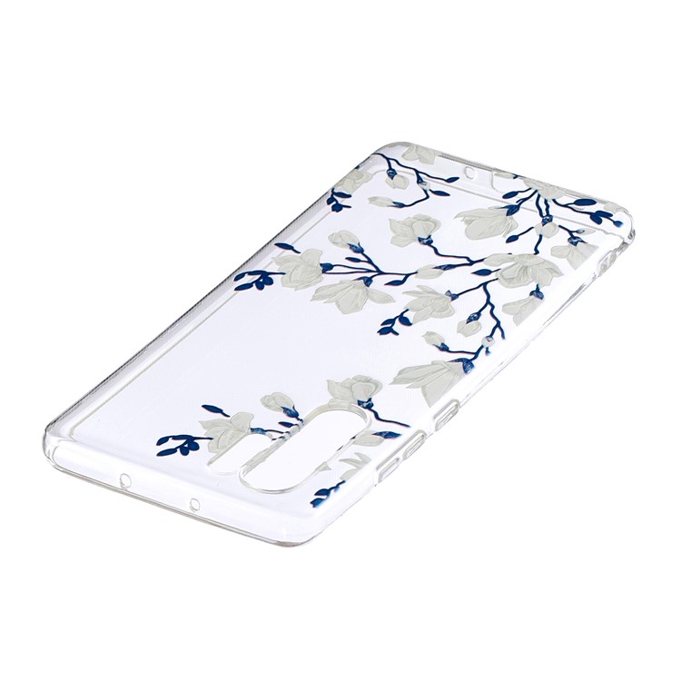 For Huawei P30 Pro Pattern Printing IMD Soft TPU Case - White Flower-3