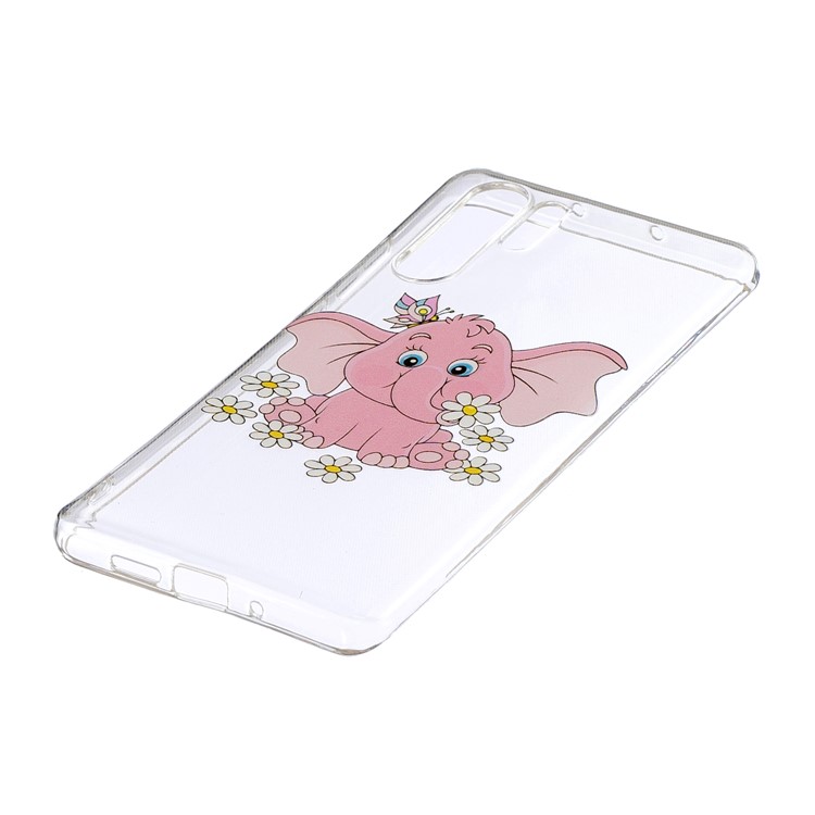 For Huawei P30 Pro Pattern Printing IMD Soft TPU Casing - Pink Elephant-2