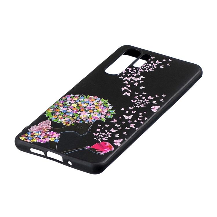 Pattern Printing Embossment TPU Phone Case for Huawei P30 Pro - Flowered Girl and Butterfly-2