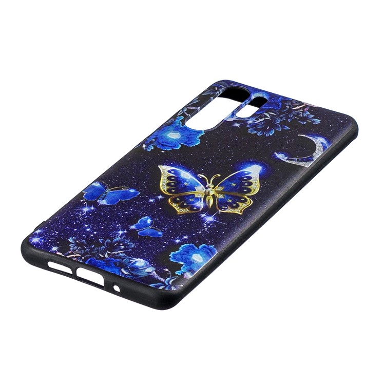 Pattern Printing Embossment TPU Cellphone Case for Huawei P30 Pro - Blue Butterfly-2